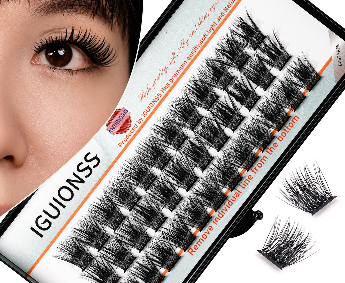 IGUIONSS 50D C/D Curl Lash Clusters – Single Length 8–16mm