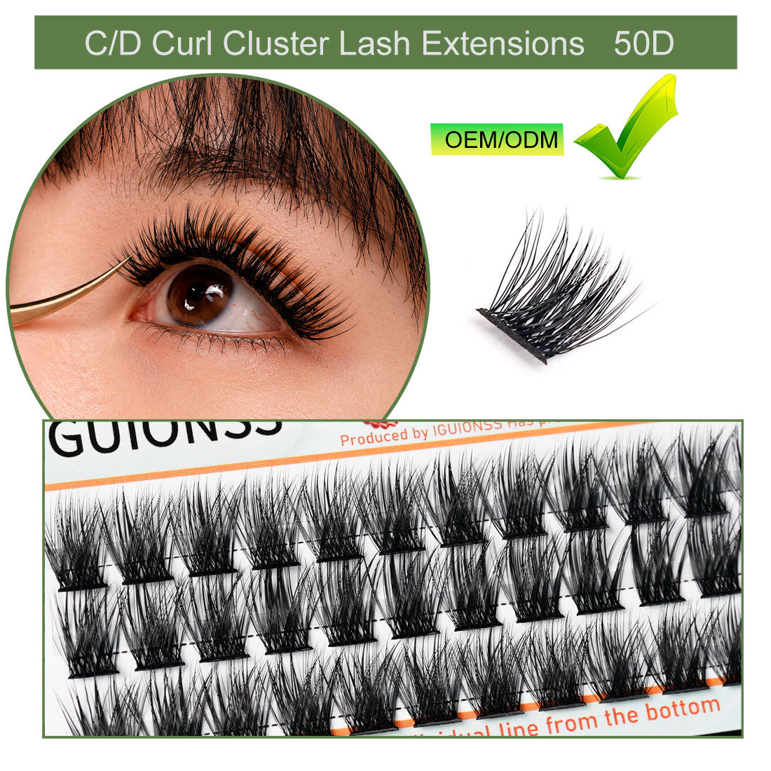 IGUIONSS 50D C/D Curl Lash Clusters – Single Length 8–16mm