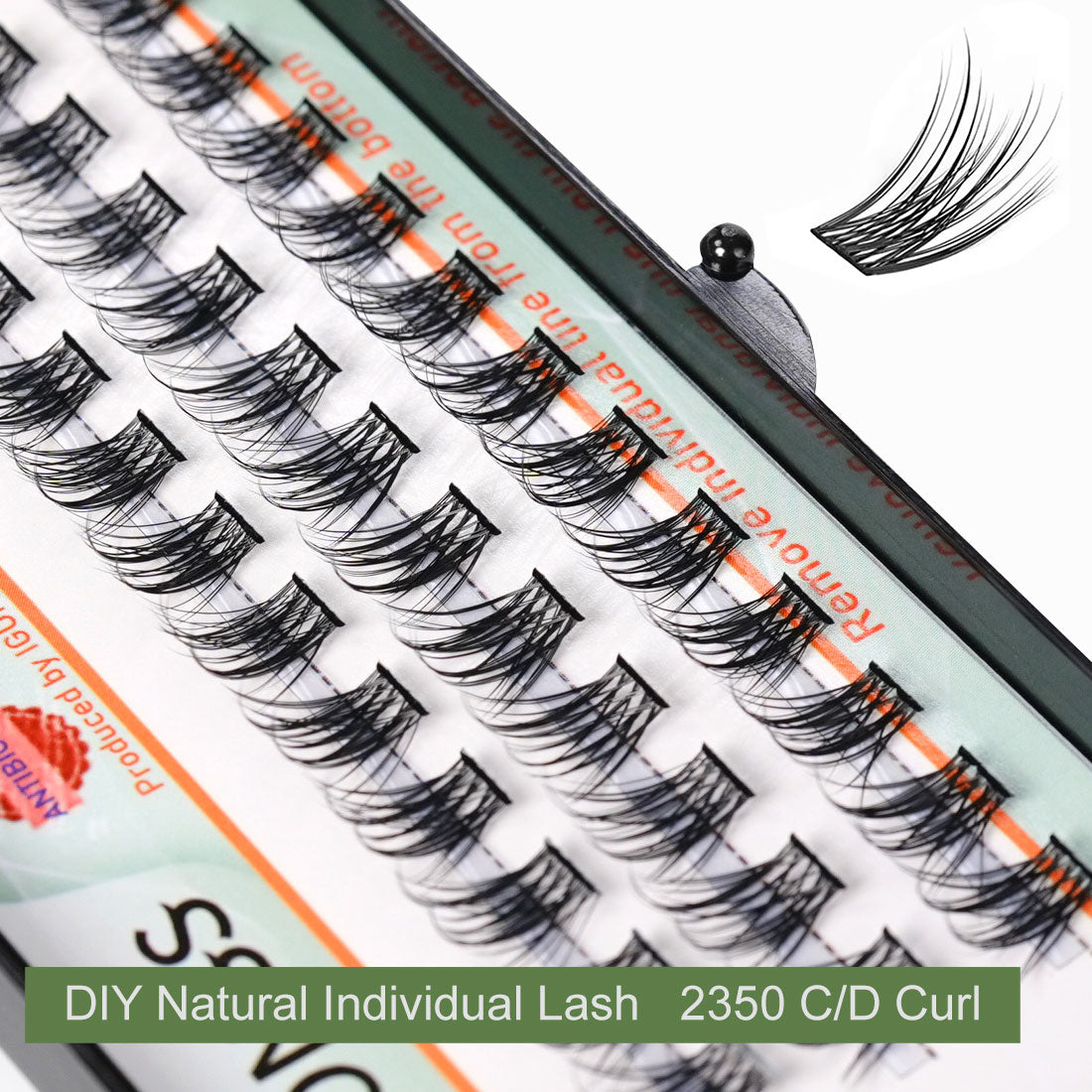 IGUIONSS IG2350 black lash clusters arranged in tray