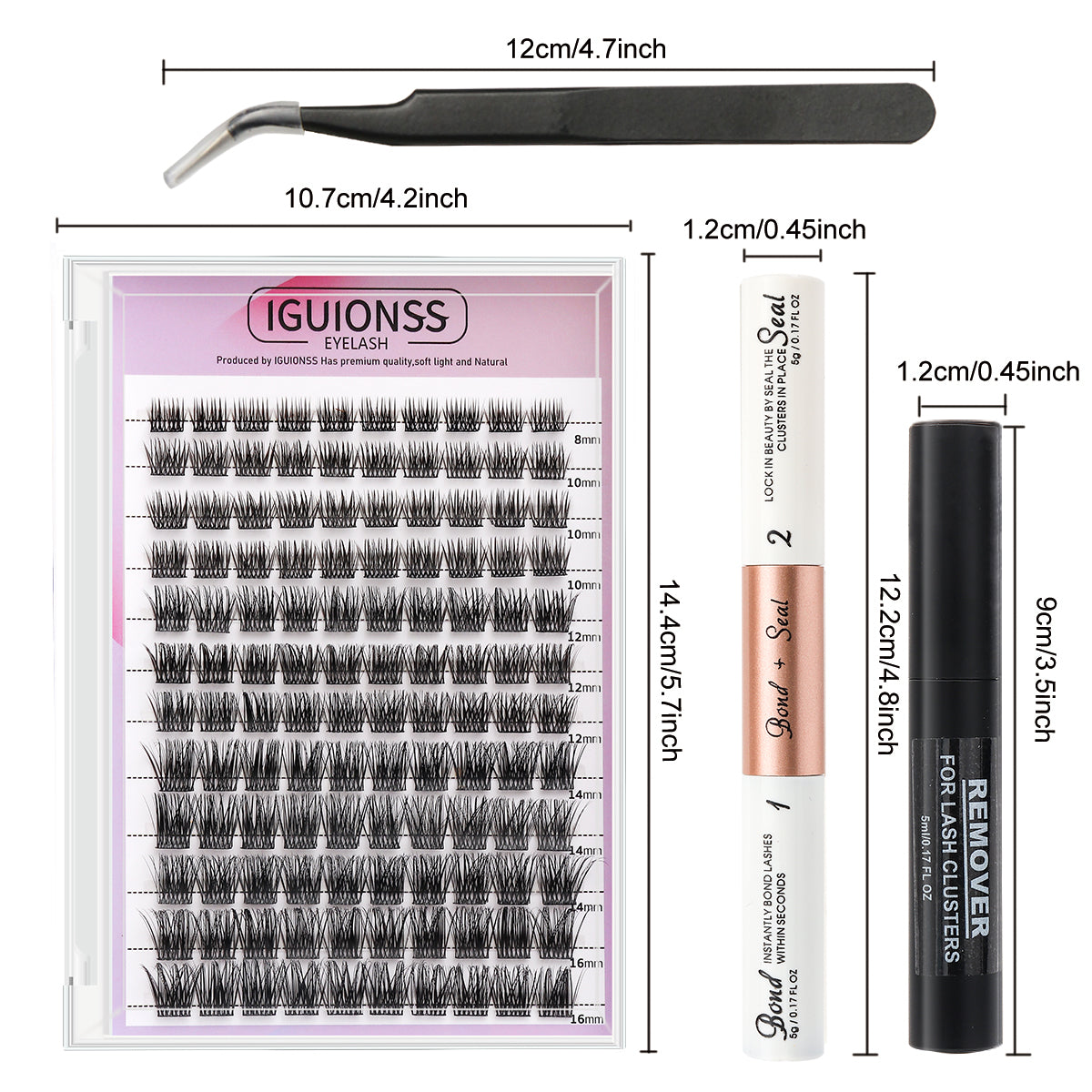 IGUIONSS 2850 DIY Cluster Lash Kit – 120 Clusters, Mixed Length 8–16mm, C/D Curl