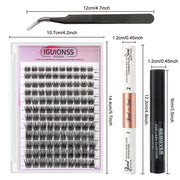 IGUIONSS 2850 DIY Cluster Lash Kit – 120 Clusters, Mixed Length 8–16mm, C/D Curl