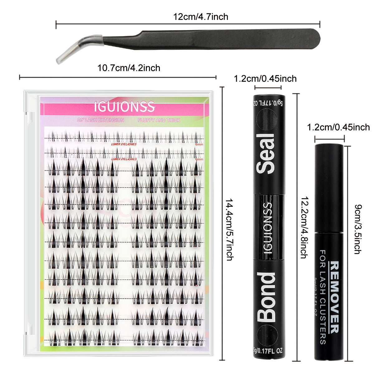 IGUIONSS IG06 complete DIY lash kit with cluster lashes, lower lashes and application tools