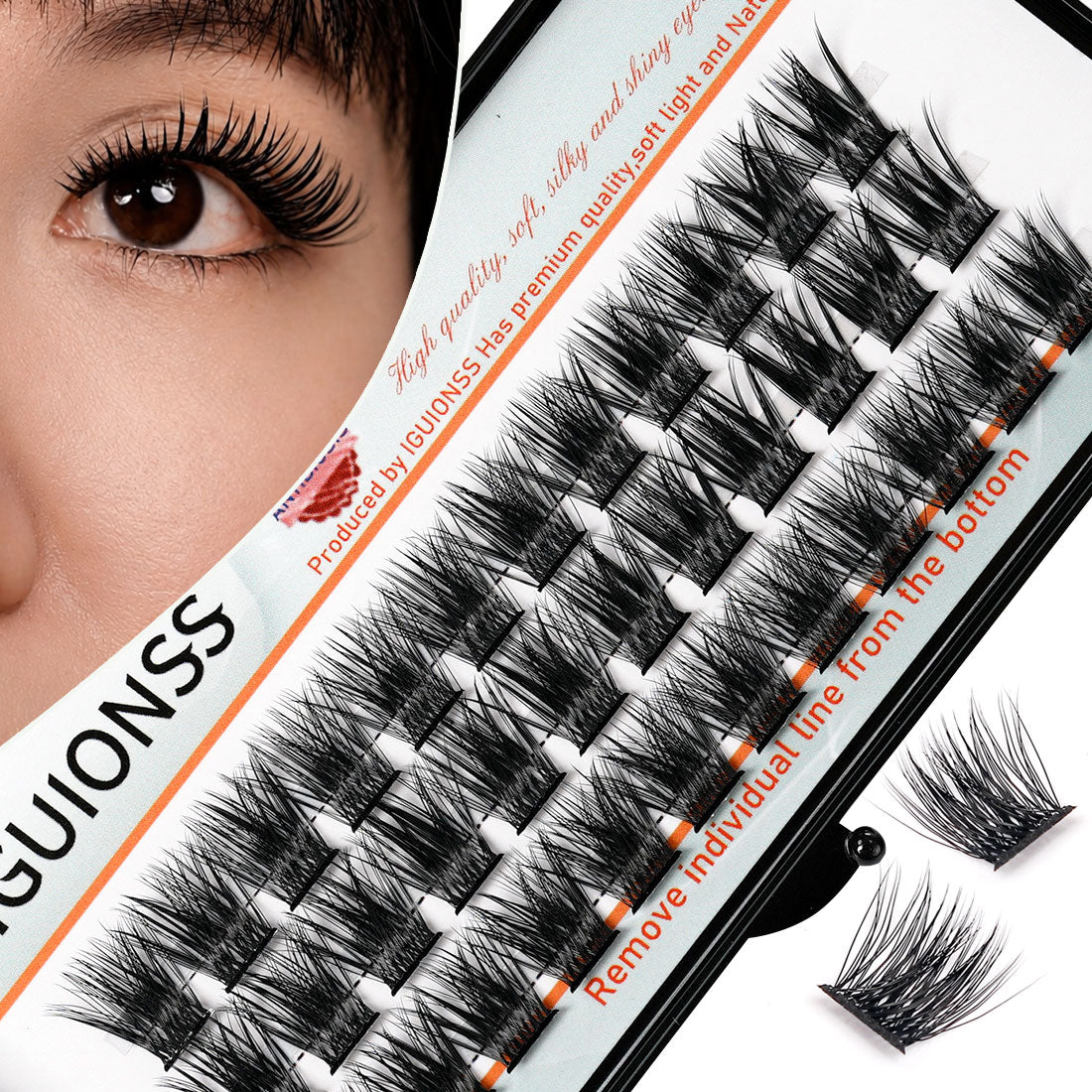 IGUIONSS 50D C/D Curl Lash Clusters – Single Length 8–16mm