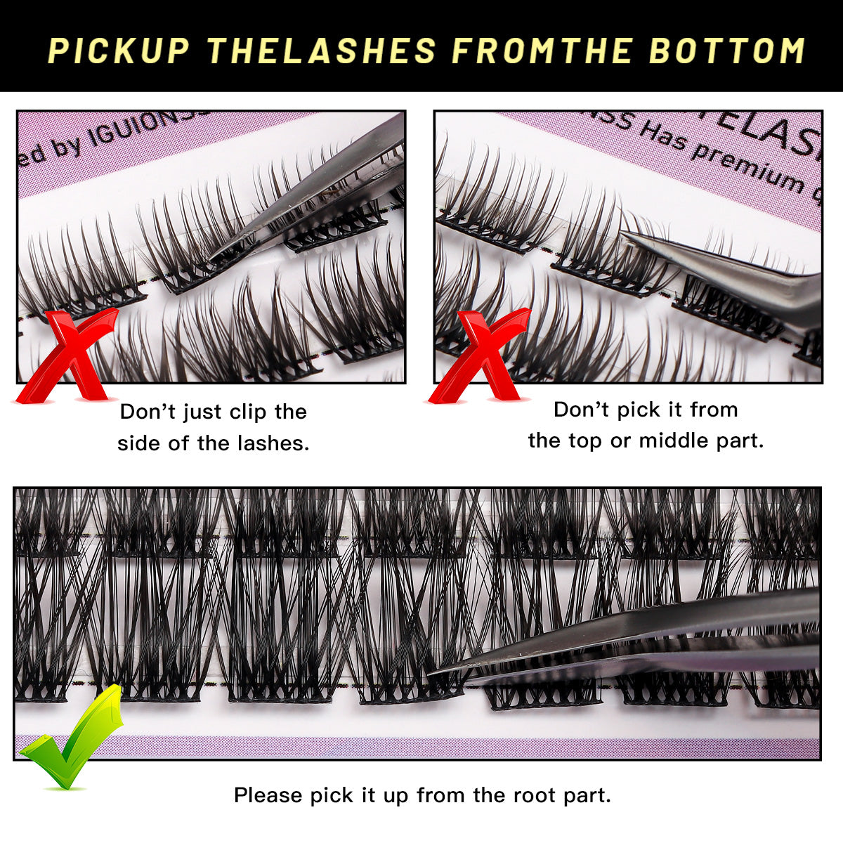 IGUIONSS 2850 DIY Cluster Lash Kit – 120 Clusters, Mixed Length 8–16mm, C/D Curl
