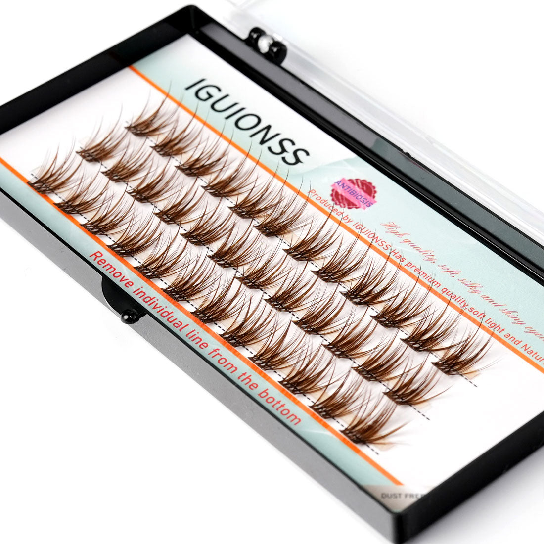 IGUIONSS IG2350 Natural DIY Lash Clusters – C/D/DD Curl, 10–16mm, Black & Brown