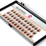 IGUIONSS IG2350 Natural DIY Lash Clusters – C/D/DD Curl, 10–16mm, Black & Brown