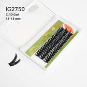 IG2750 C and D curl lash clusters in 11mm 12mm and 13mm