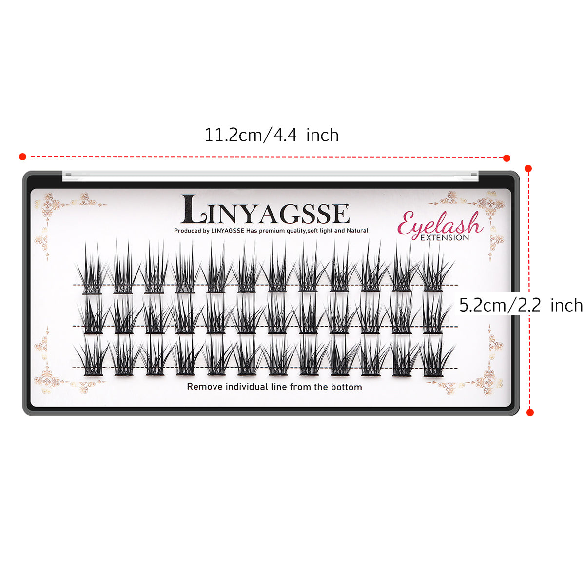 LINYAGSSE IG2350 three-row lash tray dimensions