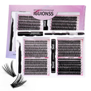 D curl DIY lash cluster extension kit with 30D 40D 60D 80D black lashes, bond, remover and tweezers