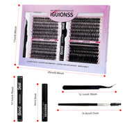 D curl DIY lash cluster kit package dimensions, bond and seal, remover, tweezer and lash brush