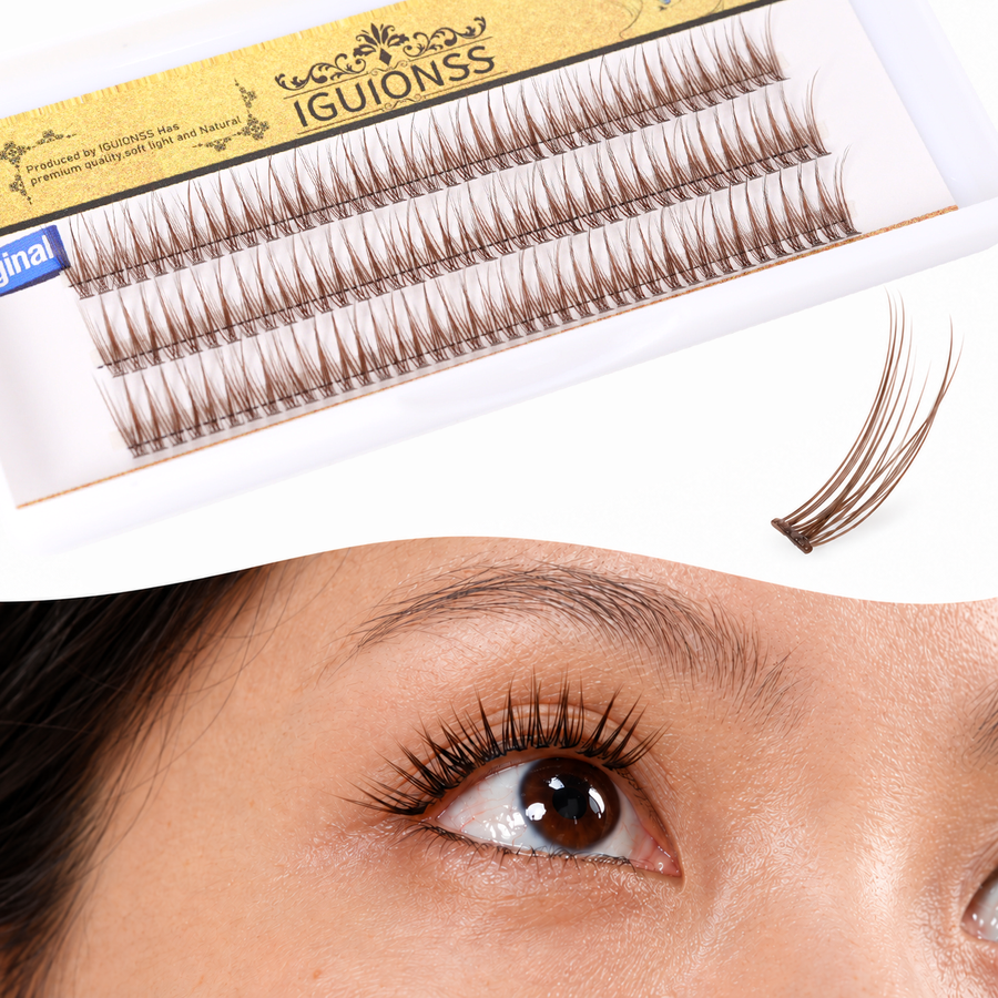 IGUIONSS 210 Coffee Brown Cluster Lashes 9–14mm