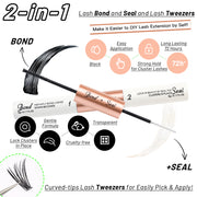 Bond and Seal adhesive and tweezers included in the lash cluster kit