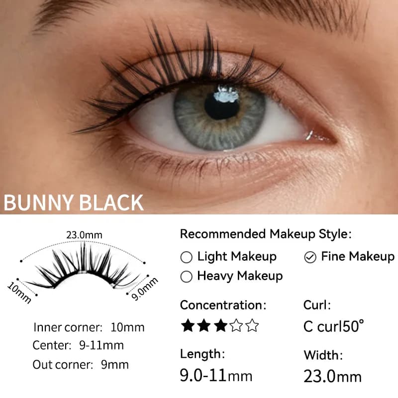 IGUIONSS Bunny Black soft magnetic lashes, 11mm maximum length and 23mm band width