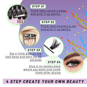 Four-step guide for applying IGUIONSS DIY lash clusters