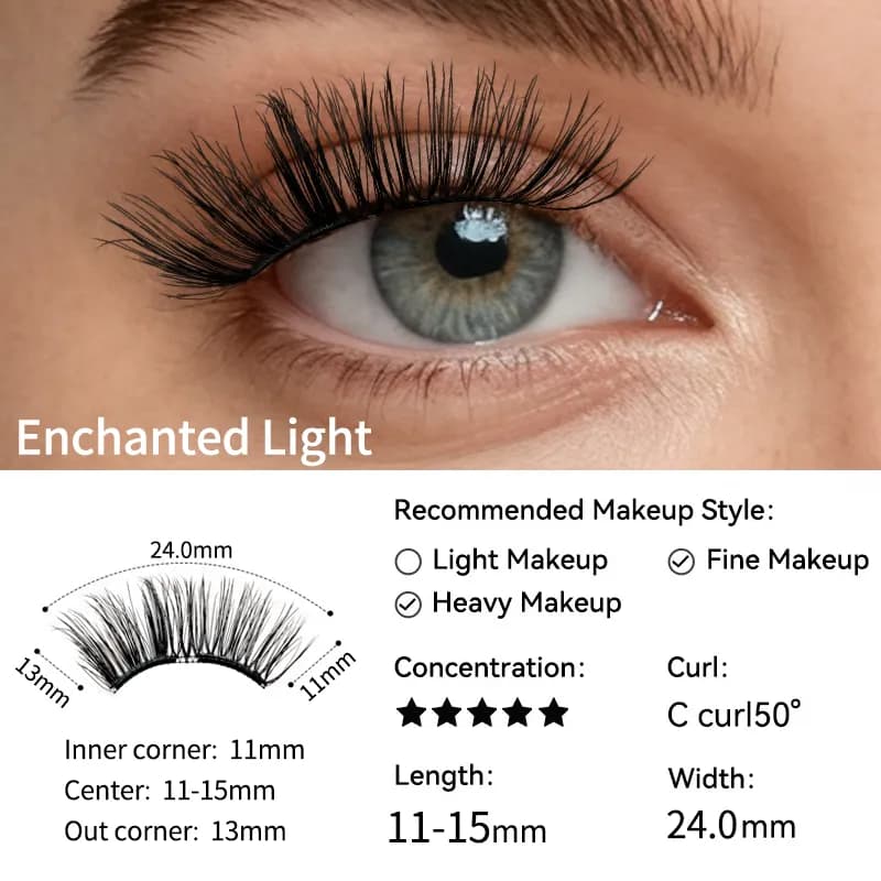 IGUIONSS Enchanted Light soft magnetic lashes, 15mm maximum length and 24mm band width