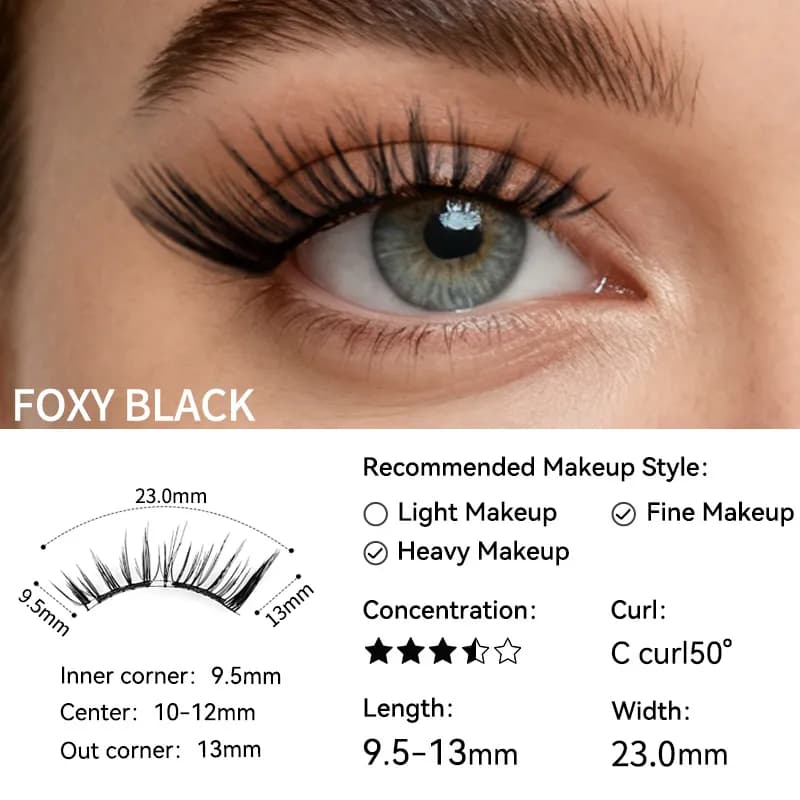 IGUIONSS Foxy Black soft magnetic lashes, 13mm maximum length and 23mm width