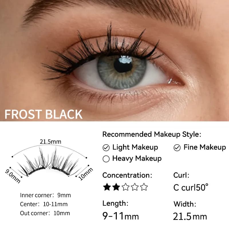 IGUIONSS Frost Black soft magnetic lashes, 11mm maximum length and 21.5mm width