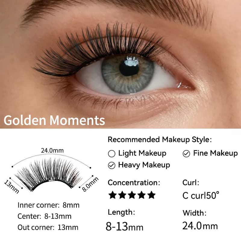 IGUIONSS Golden Moments soft magnetic lashes, 13mm maximum length and 24mm band width