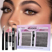 Model wearing a dramatic lash look created with the IGUIONSS kit