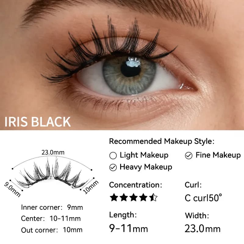 IGUIONSS Iris Black soft magnetic lashes, 11mm maximum length and 23mm band width