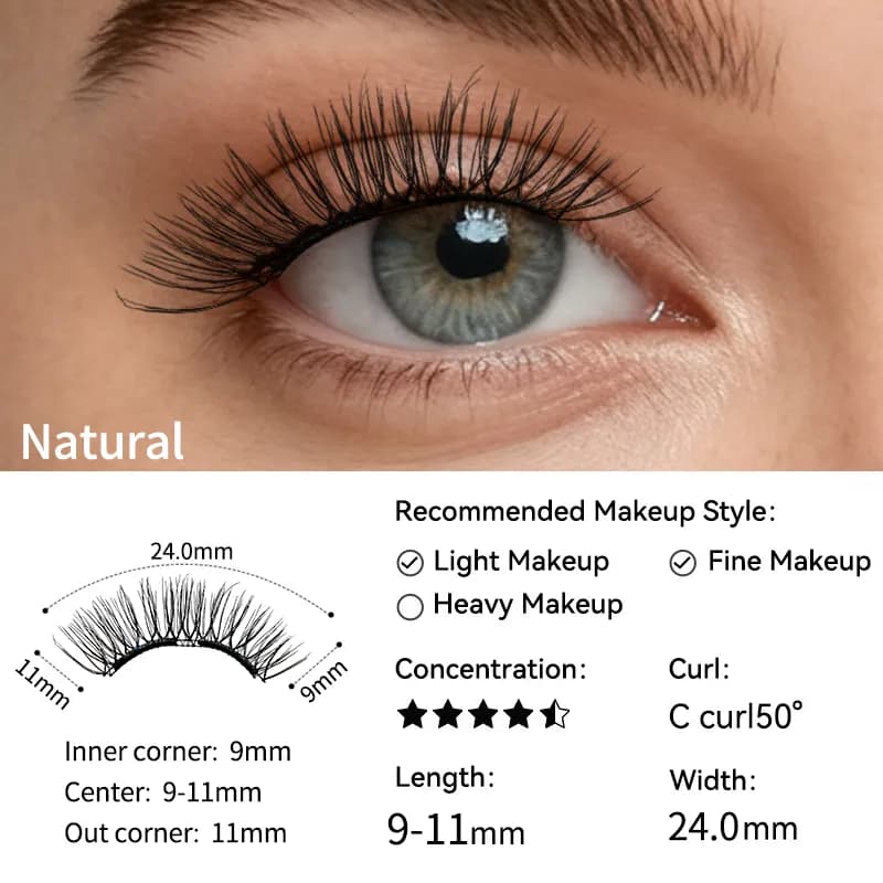 IGUIONSS Natural soft magnetic lashes, 11mm maximum length and 24mm width