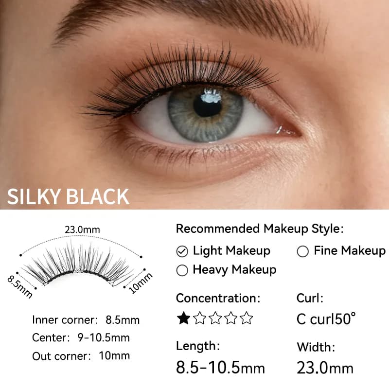 IGUIONSS Silky Black soft magnetic lashes, 10.5mm maximum length and 23mm band width