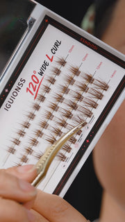 IGUIONSS 2350L L Curl Lash Clusters - Black & Brown, 10-14mm Mixed